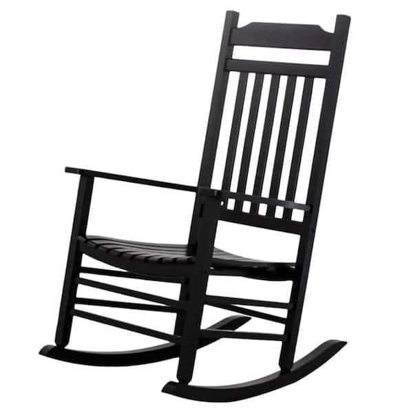Hngilkoo Black Wood Outdoor Rocking Chair for Porch Patio Balcony ...
