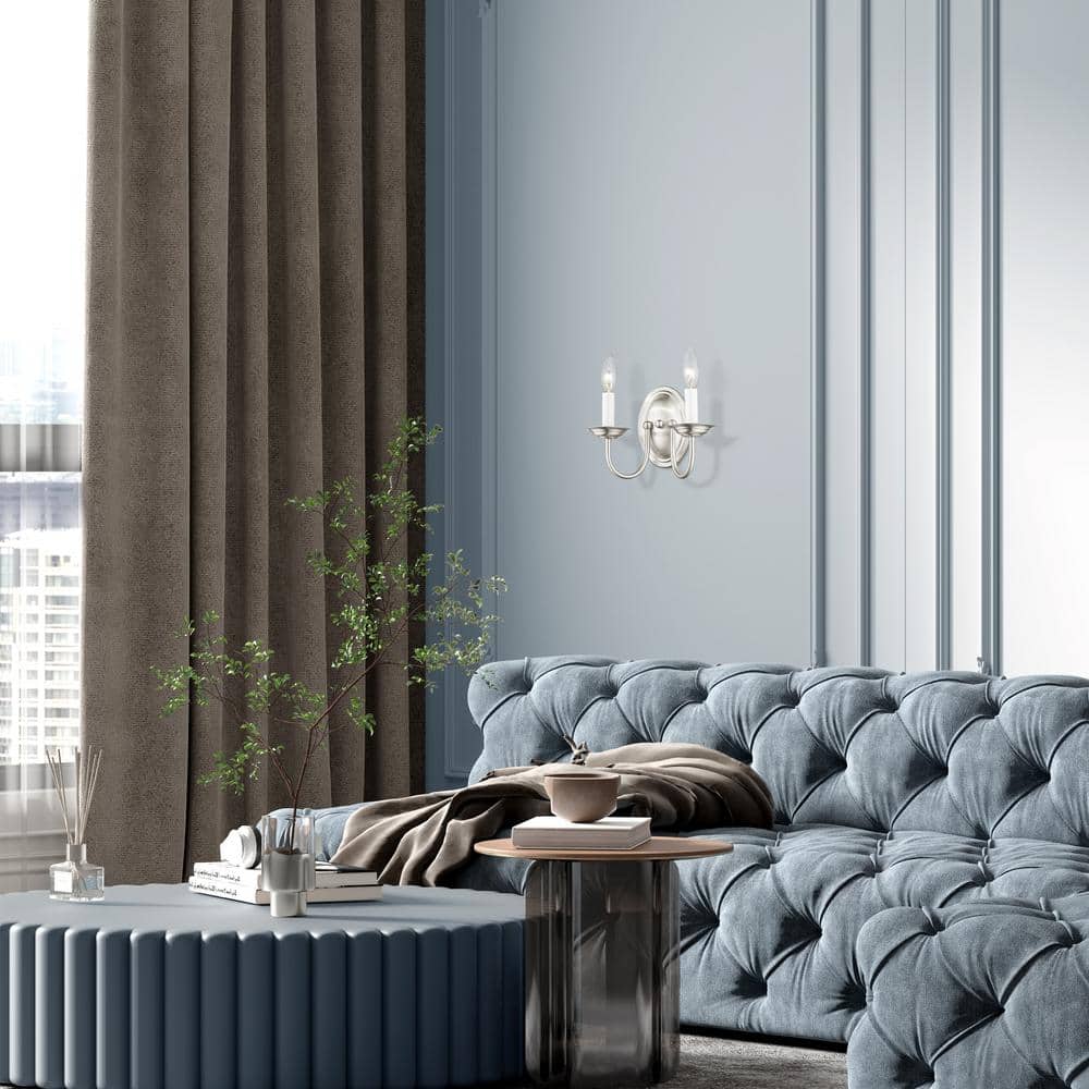 Elegant Traditional Brushed Nickel 2-Light Wall Sconce