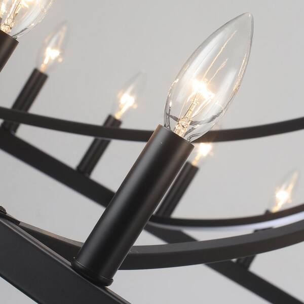 ADSENSTY 30 Light Black Dimmable Wagon Wheel Chandelier for