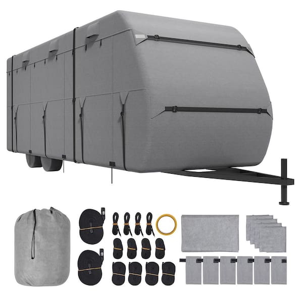 Travel Trailer Cover, 22-24 ft. RV Cover, Waterproof, and Rip-Stop RV Cover, 4-Layer Non-Woven Fabric Camper Cover
