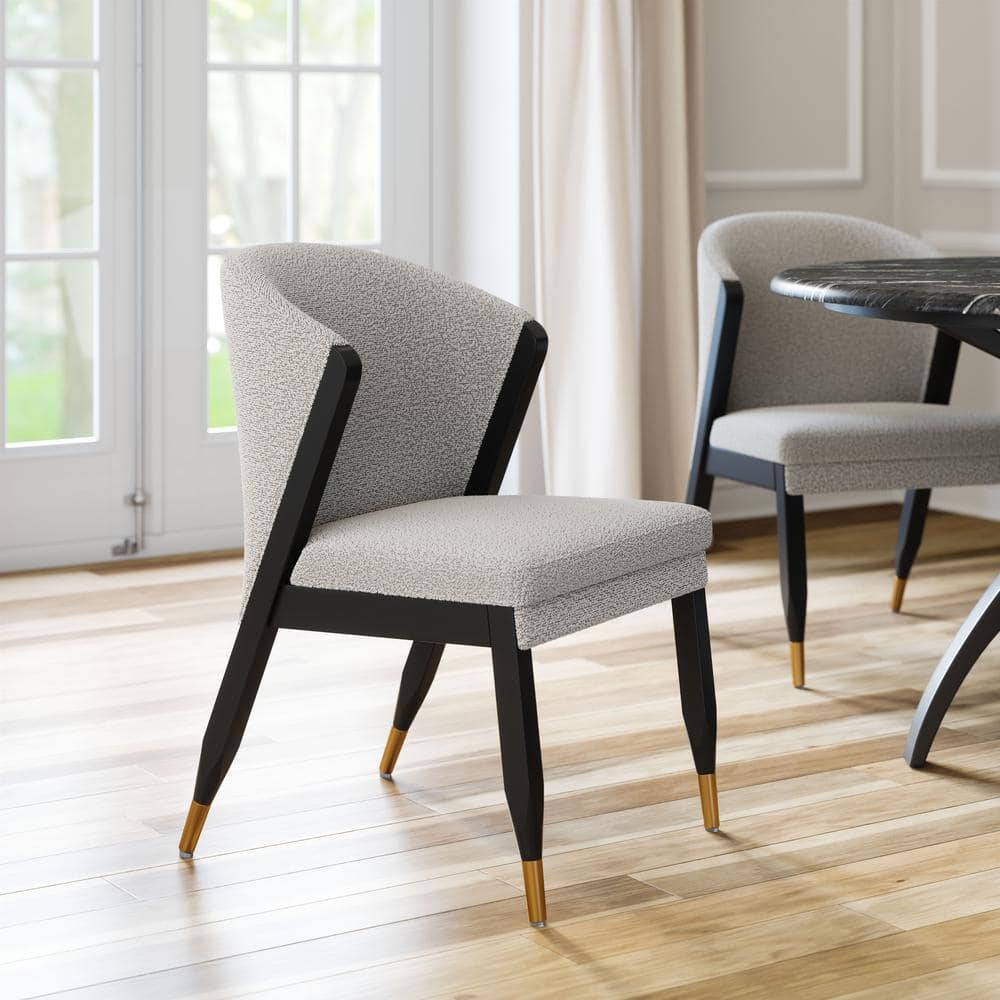 Misty Gray Upholstered Low Side Chair with Wood Frame