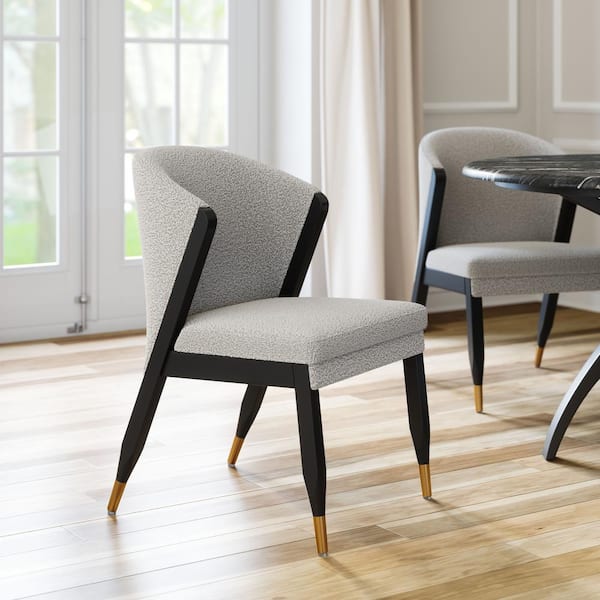 ZUO Pula Misty Gray Shearling Style Fabric Dining Chair