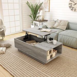 Klondike 47 in. Vintage Gray Oak Rectangle Composite Wood Coffee Table with Lift Top