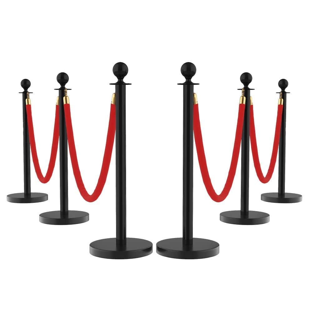 6Pcs Stainless Steel Stanchions and Velvet Ropes,Complete Crowd Control Barriers Set with 4 Red Velvet Ropes price history on PriceWatchPro