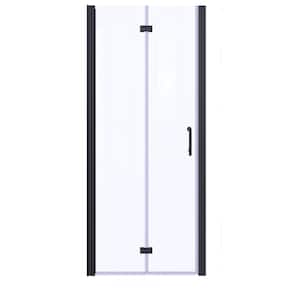 30 - 31.3 in. W x 72 in. H Bi-Fold Frameless Shower Door in Matte Black with Clear SGCC Tempered Glass