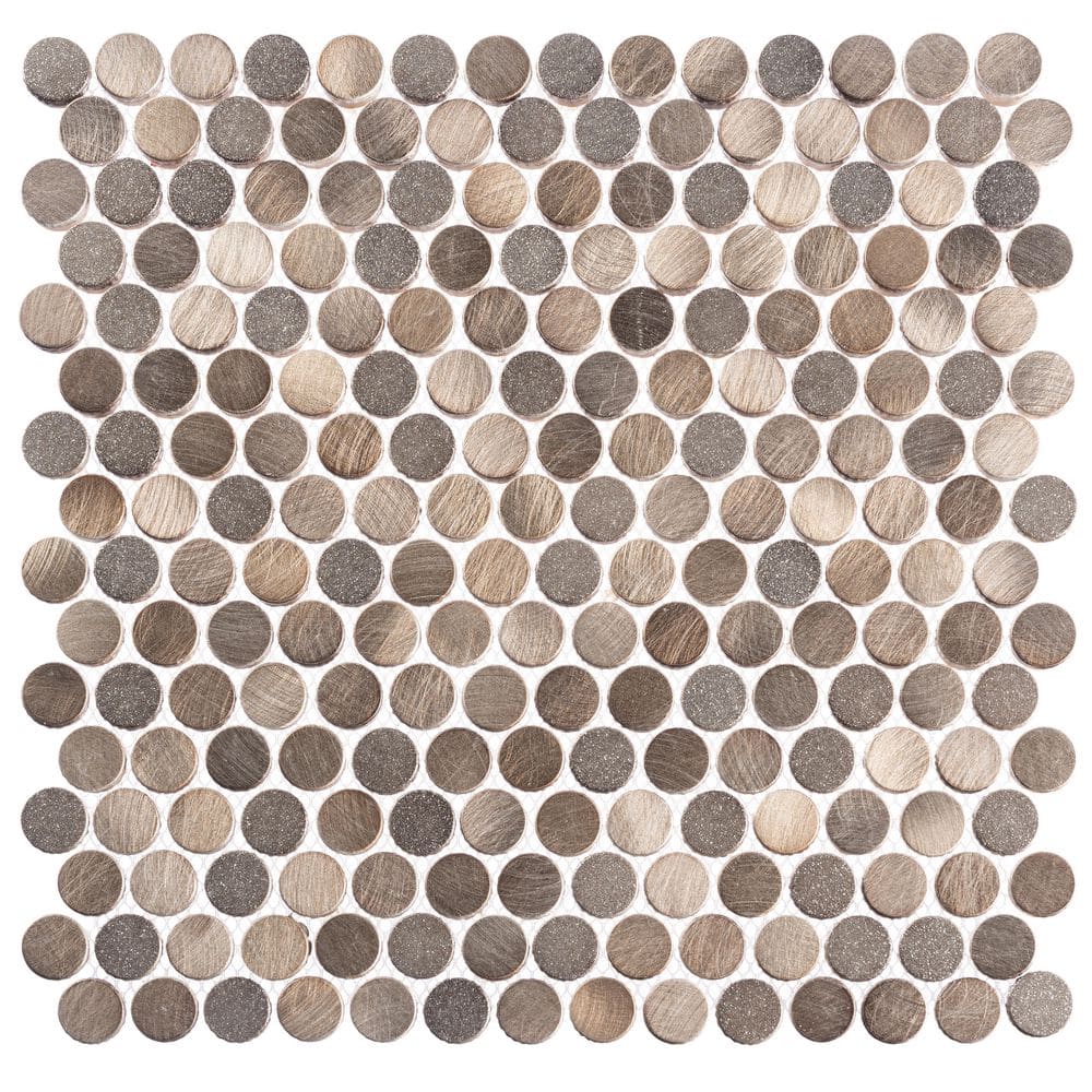 Orb Honey Copper/Gold/Gray 4.5 in. x 8.25 in. Penny Round Smooth Metal Mosa