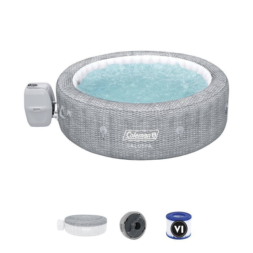Coleman Sicily SaluSpa 7Person 180AirJet Inflatable Hot Tub Spa, Gray
