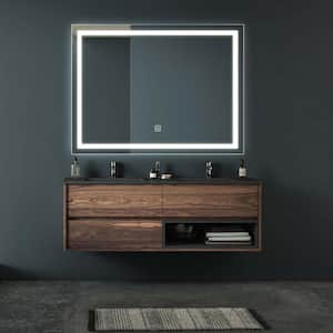 40 in W x 32 in H Rectangular Frameless Wall Mount Waterproof LED Bathroom Vanity Mirror with Defogging Memory Function