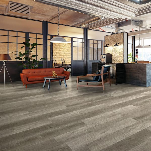 Aqua-Defy Gray Ash 7.12 in. W x 48 in. L Waterproof Luxury Vinyl Plank Flooring (23.77 Sq. ft)