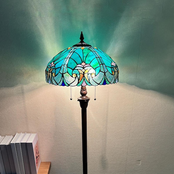 VINPLUS 63 in. Dark Bronze 2-Light Pull Chain Control Tiffany