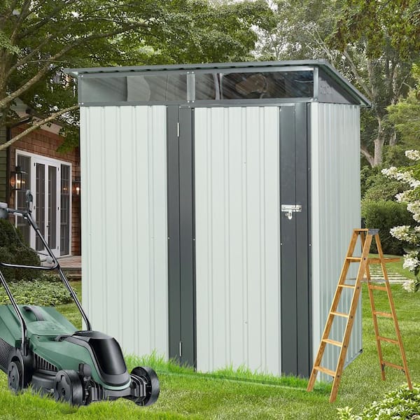 Boosicavelly 5 ft. x 3 ft. Outdoor Metal Storage Shed 15 sq. ft. in White with Transparent Plate