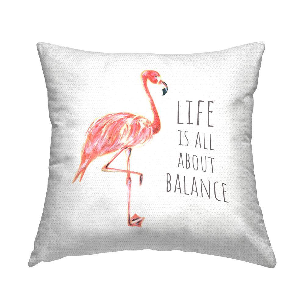 Life is About Balance Motivational Phrase Pink Flamingo White Square Outdoor Throw Pillow price history on PriceWatchPro