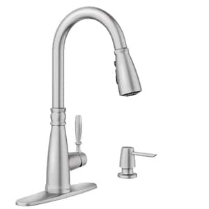 Boman Single Handle Pull-Down Sprayer Kitchen Faucet with Reflex and PowerBoost in Spot Resist Stainless