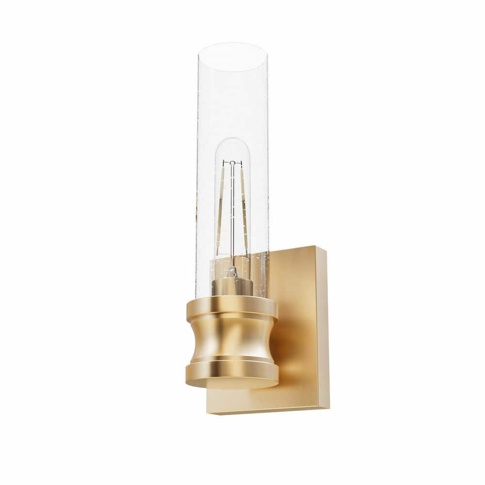 Hunter Lenlock 1-Light Alturas Gold Wall Sconce with Clear Seeded Glass ...