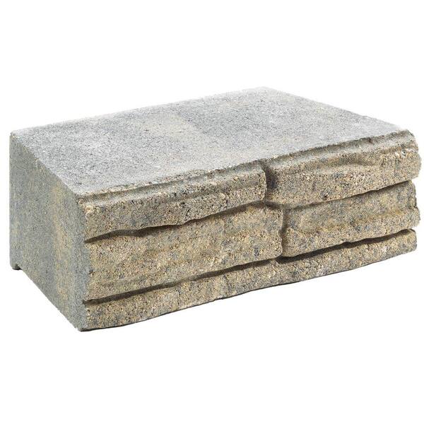 Natural Impressions 9 in. x 6 in. x 3 in. Charcoal/Tan Concrete Retaining Wall Block