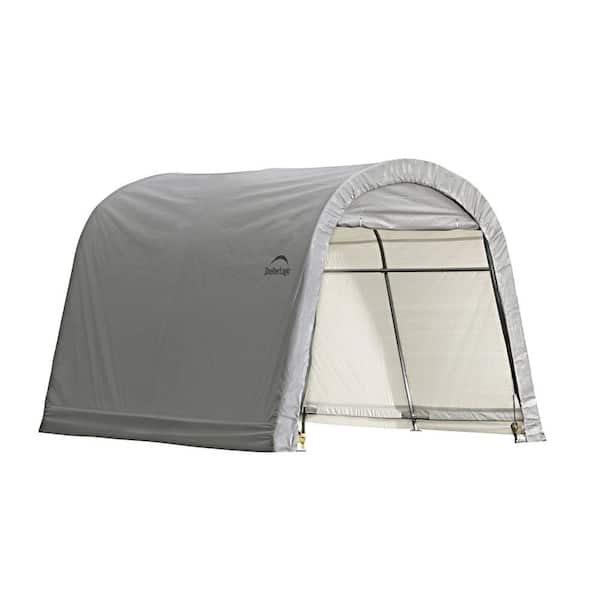 ShelterLogic 10 ft. W x 10 ft. D x 8 ft. H Steel and Polyethylene Garage without Floor in Grey with Corrosion-Resistant Frame
