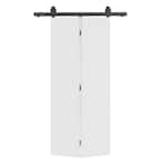 24 in. x 80 in. Primed White Smooth Flush Hardboard Hollow Core Composite Bi-Fold Barn Door with Sliding Hardware Kit