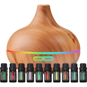 Ultimate Aromatherapy Diffuser & Essential Oil Set, Ultrasonic Top 10 Oils Modern with 4 Timer 7 Ambient Light Settings