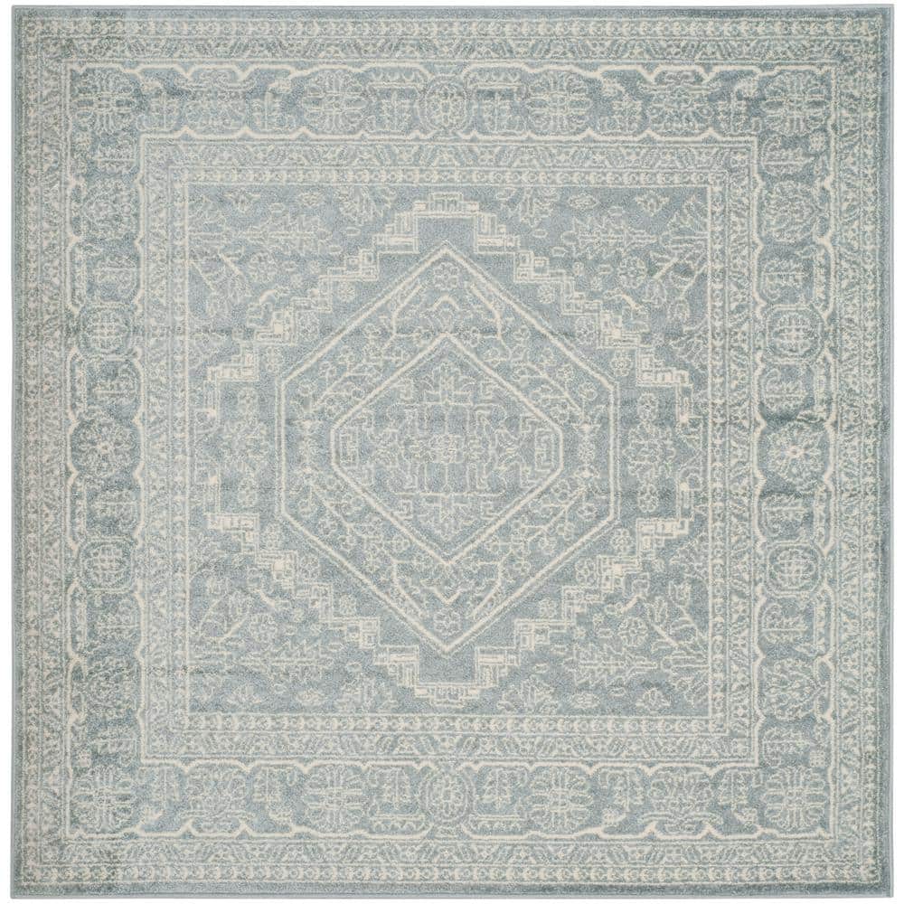 SAFAVIEH Adirondack Slate/Ivory 6 ft. x 6 ft. Square Medallion Border ...