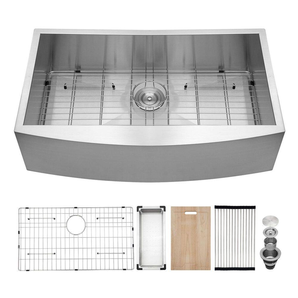 30 in.Single Bowl 16-Gauge Stainless Steel Apron Farmhouse Workstation Kitchen Sink with Bottom Grid price history on PriceWatchPro