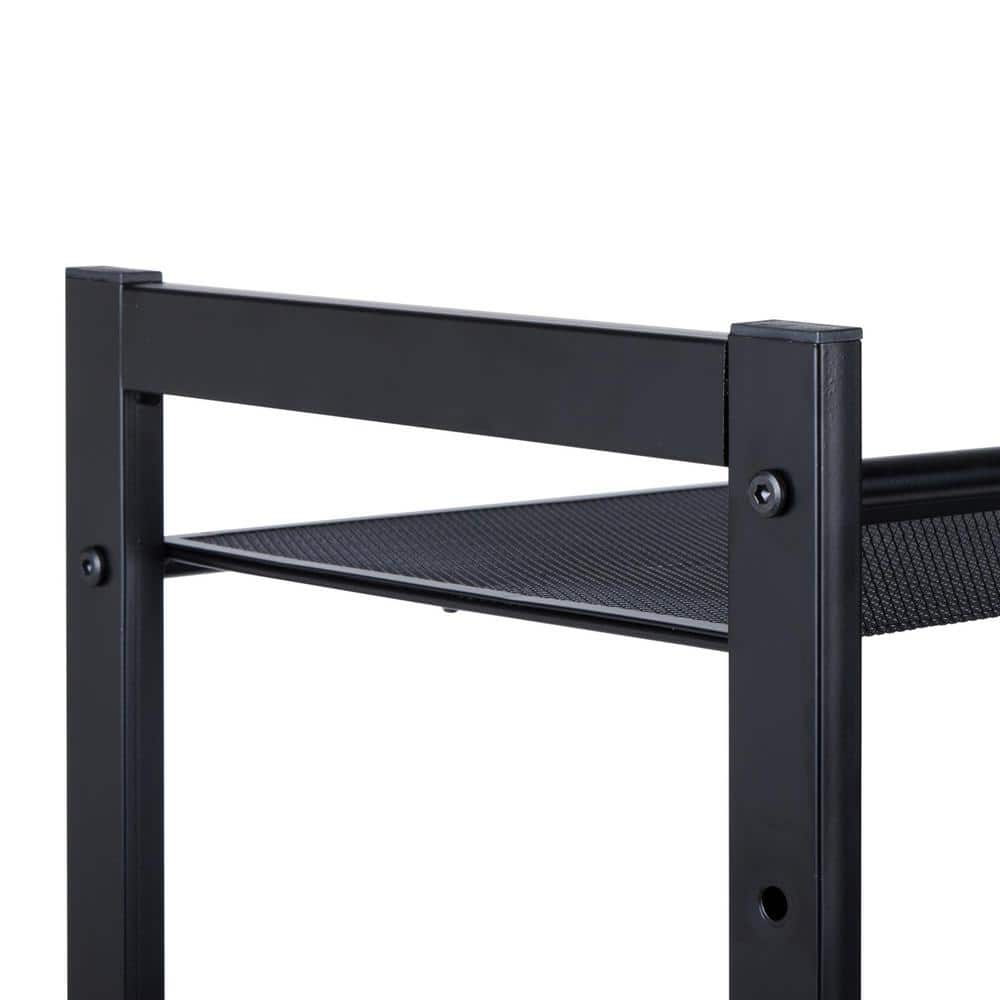 Black Metal 4-Tier Stackable Mesh Shoe Rack