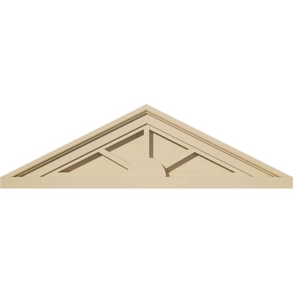 Ekena Millwork 26-in W x 7-1/2-in H x 2-in P (Pitch 6/12) Peaked Cap 3-SpokeSignature Urethane Pediment, Primed Tan