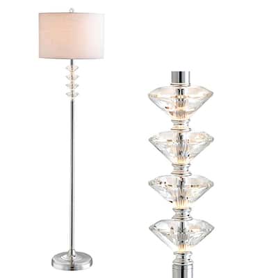 Living Room Clear/Chrome Office JONATHAN Y JYL1046A Aria 63 Crystal/Metal LED Floor Lamp Contemporary,Glam,Transitional for Bedrooms Reading 