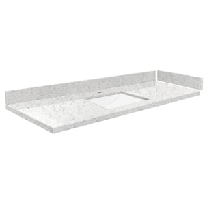 Silestone 58.25 in. W x 22.25 in. D Qt. White Rectangular Single Sink Vanity Top in Lyra