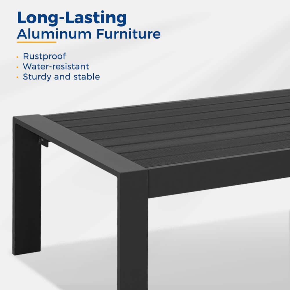 Black Aluminum Modern Outdoor Rectangle Coffee Table