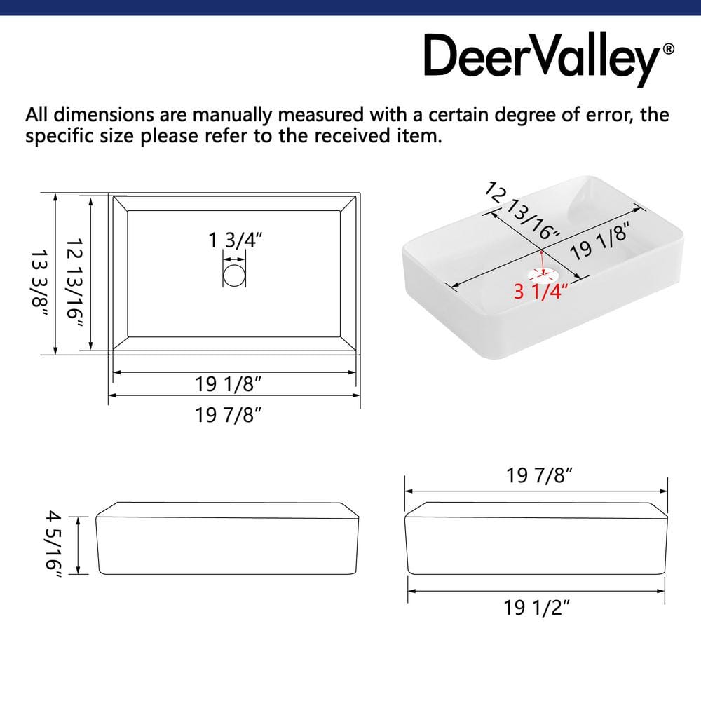 White Ceramic Rectangular Vessel Bathroom Sink
