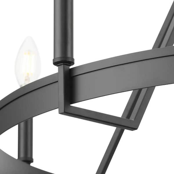 Progress Lighting Aleswith Collection 32 in. 5-Light Matte Black Rustic Modern Chandelier for Dining Room, Great Room and amp; Living Room