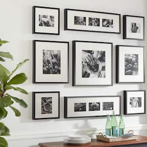 Black Frame with White Matte Gallery Wall Picture Frames (Set of 7)