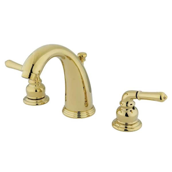 Kingston Brass Magellan 8 in. Widespread 2-Handle Bathroom Faucets with Plastic Pop-Up in Polished Brass