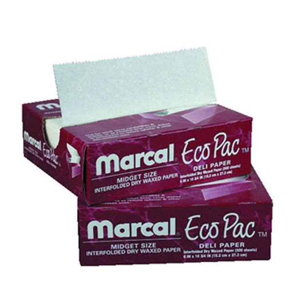 Marcal Eco-Pac Natural Interfolded Dry Waxed Paper Sheets, 8 in. x 10-3/4 in., White, 12 Packs of 500 Sheets