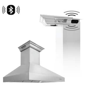 48 in. 700 CFM Ducted Vent Wall Mount Range Hood in Stainless Steel with Built-in CrownSound Bluetooth Speakers
