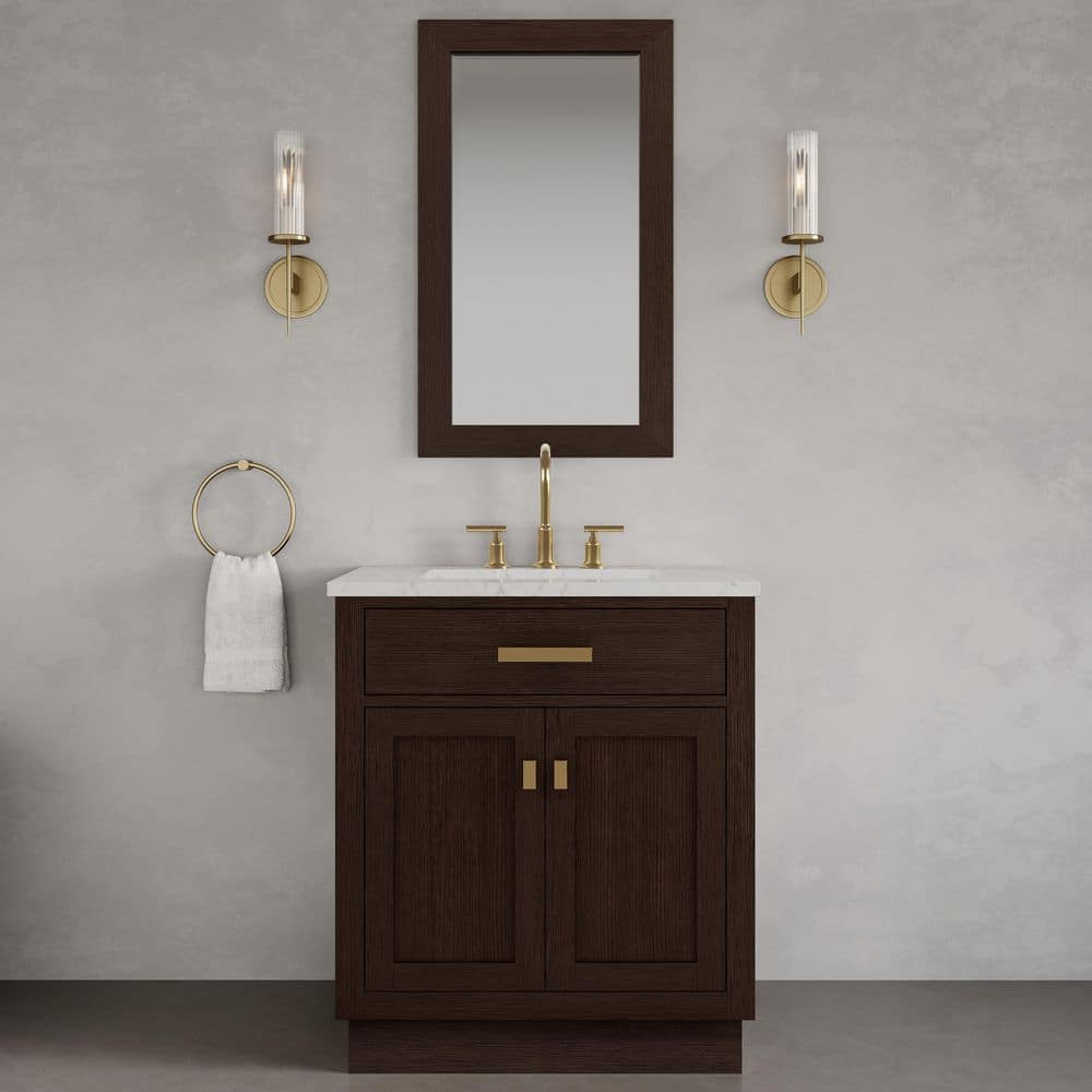 Chestnut Brown Oak Single Bathroom Vanity with Ceramic Sink