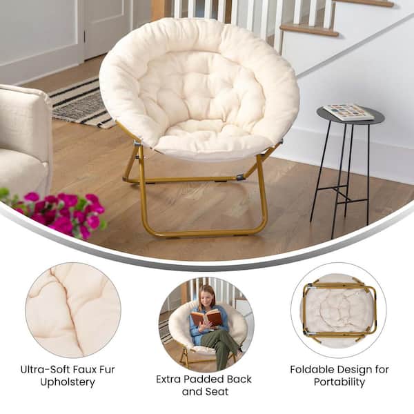 Ivory/Soft Gold Fabric Accent Chair