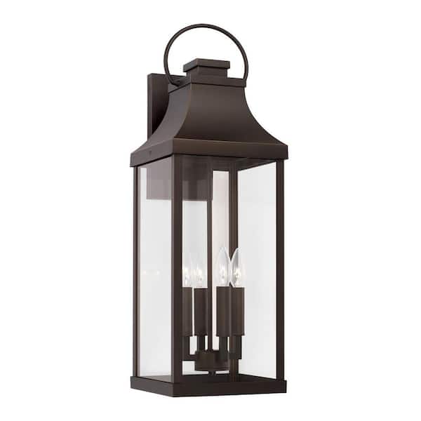 Capital Lighting Fixture Company Bradford 27 in. Oiled Bronze Outdoor Hardwired Extra Large Wall Lantern Sconce with Clear Glass, No Bulbs Included