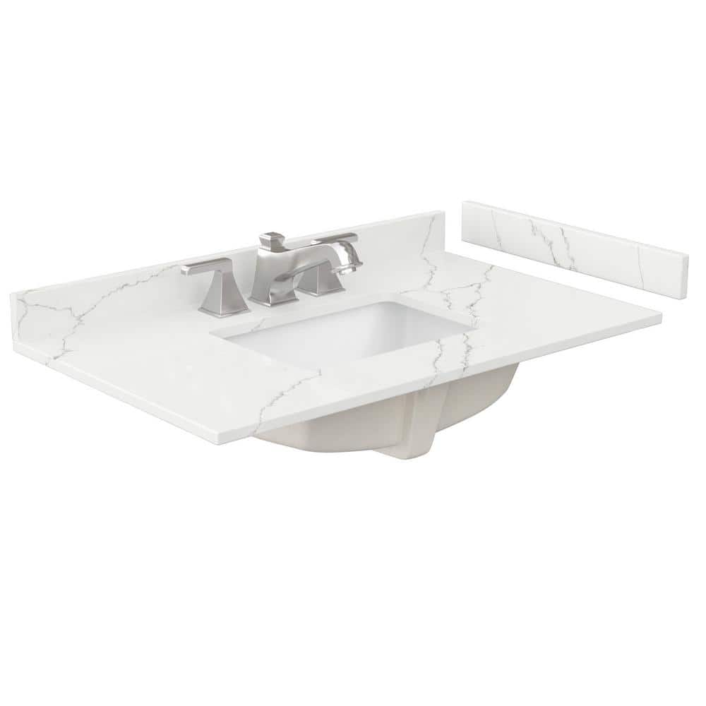 Elan 36'' White Oak Single Vanity with Quartz Top