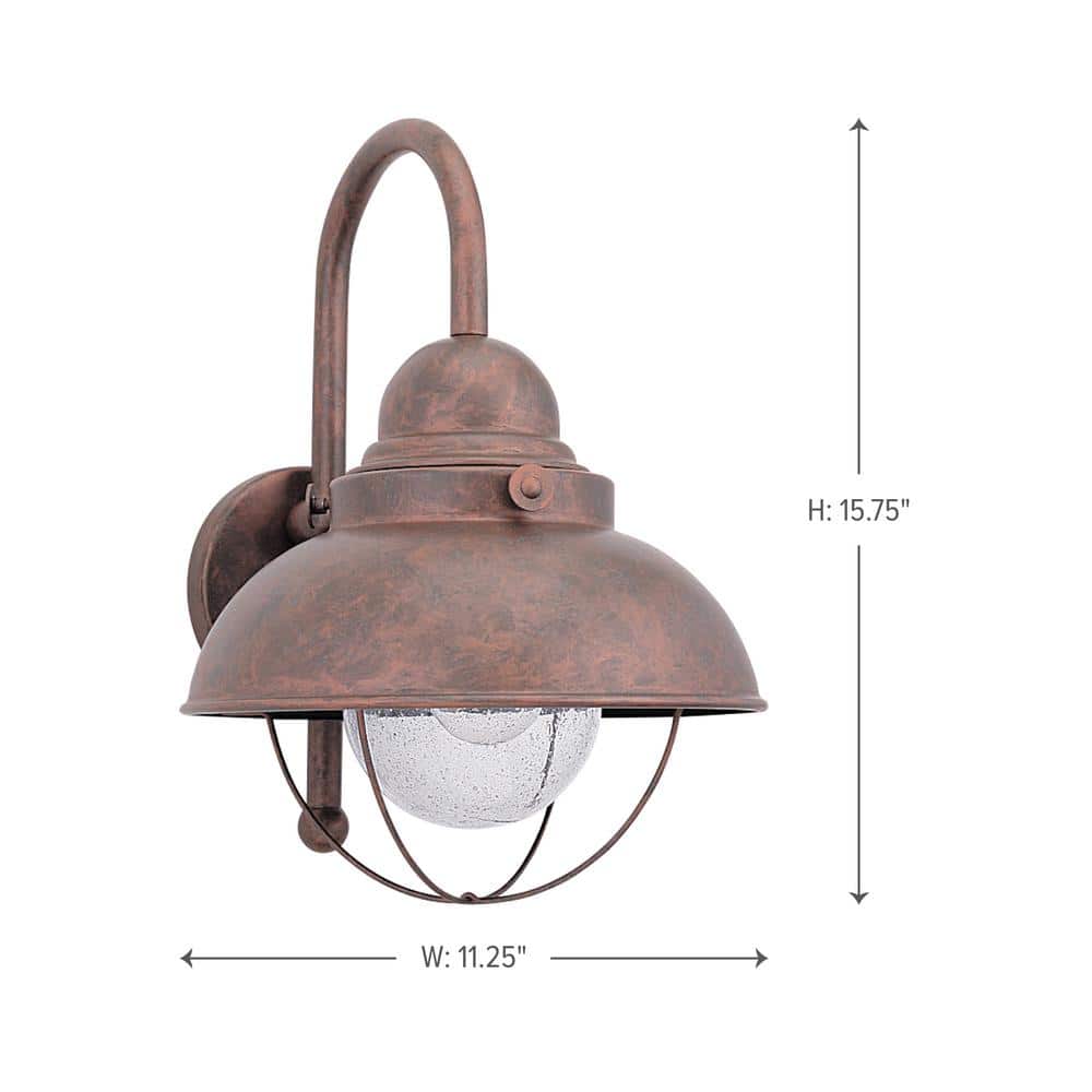 Weathered Copper Dimmable Outdoor Wall Lantern with Clear Seeded Glass