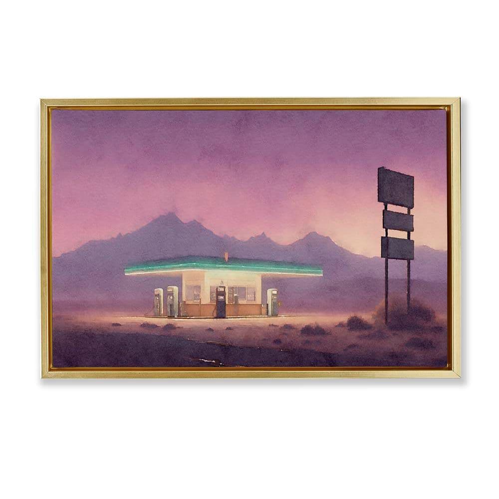 Desert Gas Station by Noah Bay Gold Floater Frame Nature Graphic Art Print 21 in. x 31 in. price history on PriceWatchPro