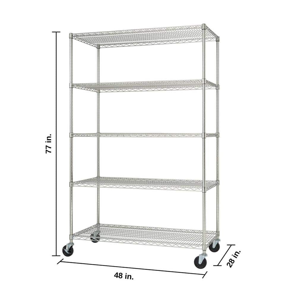 EcoStorage 48" Chrome 5-Tier Commercial Wire Shelving Unit