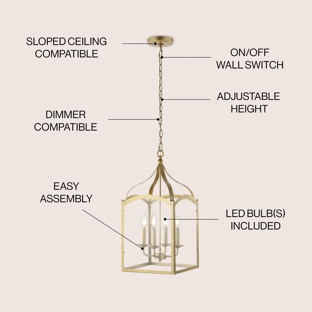 Ruth 11" Antique Gold Metal & Clear Glass LED Pendant Light