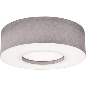 30 in. 4-Light Grey, White Transitional Flush Mount with Shade