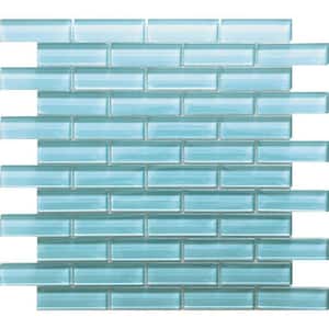 Light Blue 11.9 in. x 11.9 in. Polished Glass Mosaic Tile (4.92 sq. ft./Case)