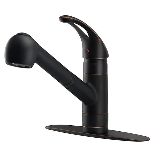 Fontaine by Italia Builder's Series Single-Handle Pull-Out Sprayer Kitchen Faucet with Deck Plate in Oil Rubbed Bronze