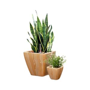 Medium 10 in. and 5 in. Plastic Self-Watering Planter Pot with Water Level Indicator and Drain Plug-Square Cone (2-Pack)