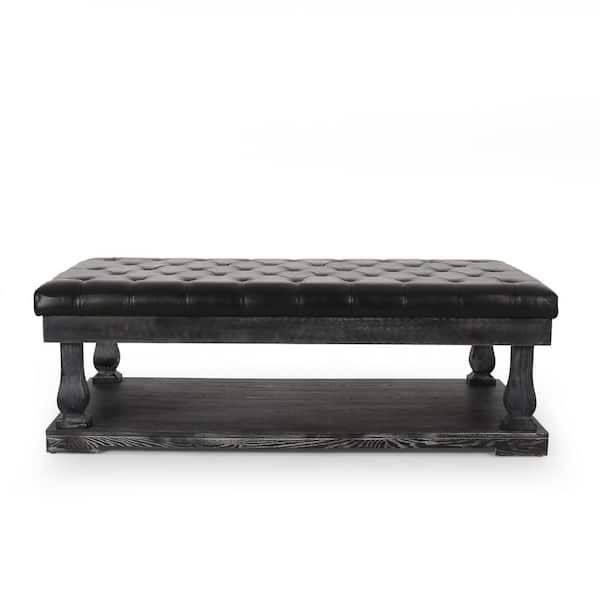 Noble House Colin Midnight Tufted Ottoman