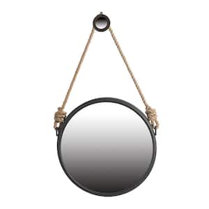 19.5 W x 19.5 in. H Small On-trend Hanging Round Iron Framed Wall Bathroom Vanity Mirror in Black