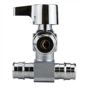 1/2 in. Chrome-Plated Brass PEX-A Barb x 1/4 in. Compression Quarter-Turn Icemaker Tee Valve